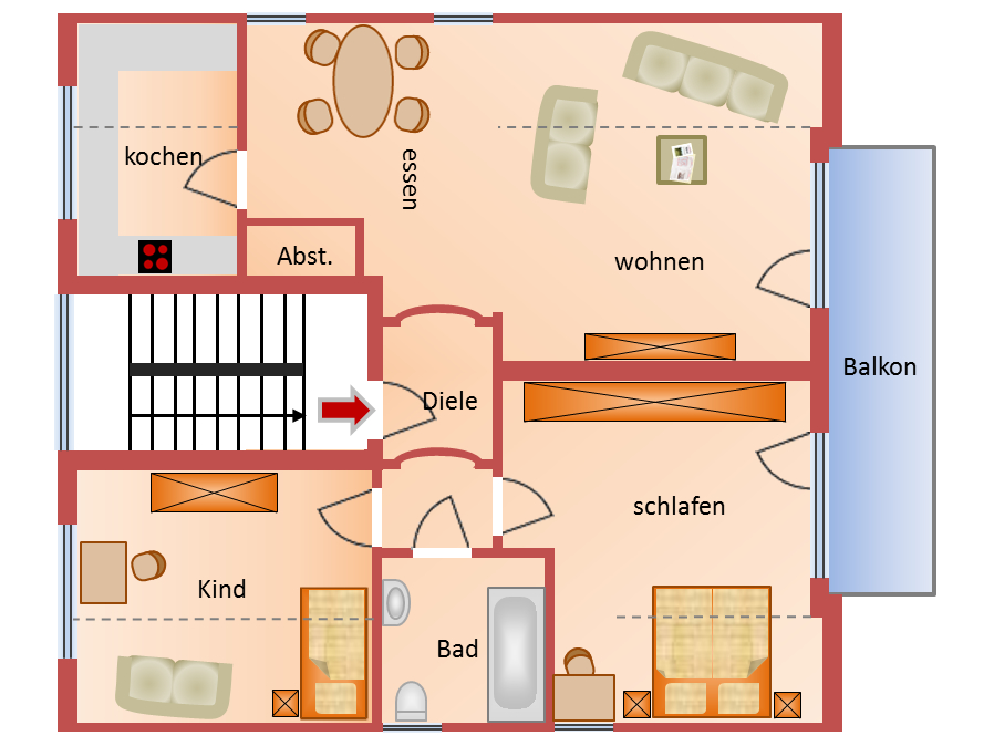 Grundriss Dachgeschosswohnung Trebur / Astheim