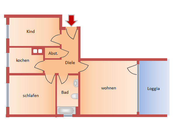 Grundriss Etagenwohnung Seeheim-Jugenheim