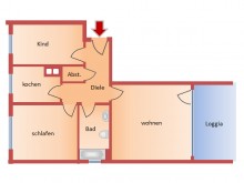 Grundriss VERKAUFT - Helle 3-Zimmer-Wohnung mit grooo�em Balkon in Seeheim
