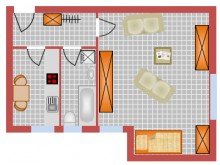 Grundriss VERMIETET - Schicke 1-Zimmer-Wohnung mit Tageslichtbad in bester Lage von Seeheim