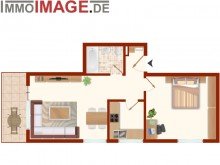 Grundriss VERKAUFT -  2-Zimmer-Wohnung 
mit Balkon mitten in Griesheim